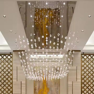 Customized Hotel Lobby Villa Staircase Decoration Modern Ceiling Large Crystal Glass Suspended Chandelier
