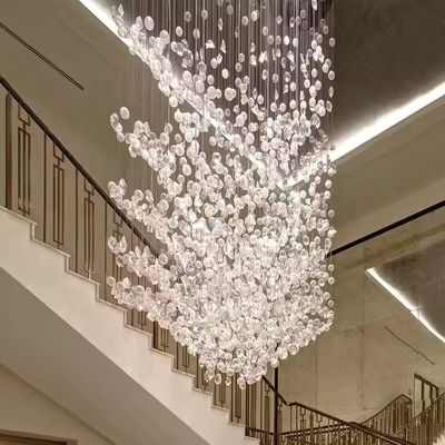 Customized Hotel Lobby Villa Staircase Decoration Modern Ceiling Large Crystal Glass Suspended Chandelier