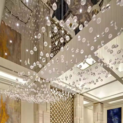 Customized Hotel Lobby Villa Staircase Decoration Modern Ceiling Large Crystal Glass Suspended Chandelier
