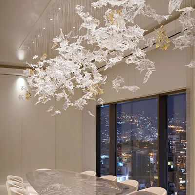 Non-Standard Project Custom Double Hole Glass Maple Leaf Hanging Decoration Hotel Department Hall Large Soft Decoration Art Lighting
