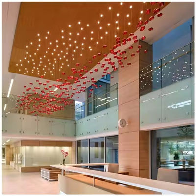 LED Crystal Lamp Modern Large Lamp Red Glass Ball Fish Line Custom Hotel Engineering Pendant Light Irregular Lighting