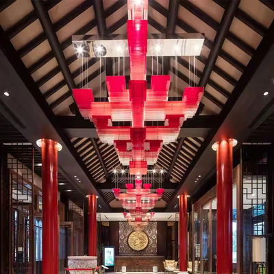 Custom Chinese Restaurant Chandelier Modern Style Creative Acrylic Square Center Rectangular Chandelier