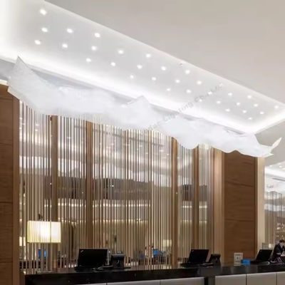 Customized Large-scale Project Modern Luxury Hotel Banquet Hall Lighting Decoration Gold LED Crystal Mesh Chandelier