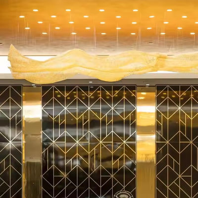 Customized Large-scale Project Modern Luxury Hotel Banquet Hall Lighting Decoration Gold LED Crystal Mesh Chandelier