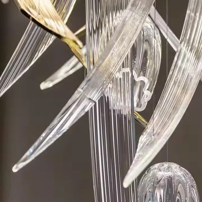 Custom Villa Project Lighting Design Modern Gold Art Glass Ceiling Unique Tulip Glass Flower Shaped Personalized Hallway Chandelier