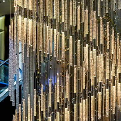 High Ceiling Hotel Lobby Modern Crystal Chandelier With Glass Shade And AC 165-265V Input Voltage