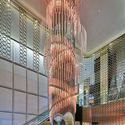 High Ceiling Hotel Lobby Modern Crystal Chandelier With Glass Shade And AC 165-265V Input Voltage