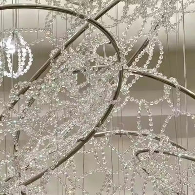 Crystal Non Standard Engineering Custom Hotel Hall Chandelier Banquet Hall Crystal Ball Mesh Metal Engineering Lamp