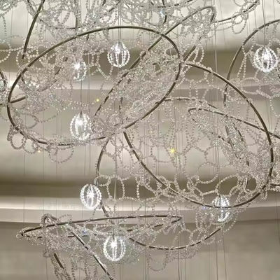 Crystal Non Standard Engineering Custom Hotel Hall Chandelier Banquet Hall Crystal Ball Mesh Metal Engineering Lamp