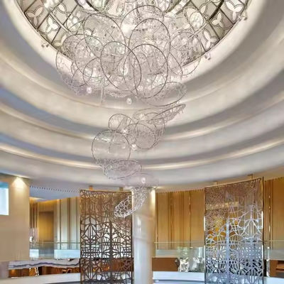 Crystal Non Standard Engineering Custom Hotel Hall Chandelier Banquet Hall Crystal Ball Mesh Metal Engineering Lamp