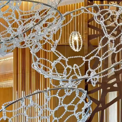 Crystal Non Standard Engineering Custom Hotel Hall Chandelier Banquet Hall Crystal Ball Mesh Metal Engineering Lamp