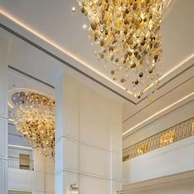 Customized Modern Luxury Large High Ceiling Multi Color Hanging Glass Crystal Glass Chandeliers For Hotels Villas