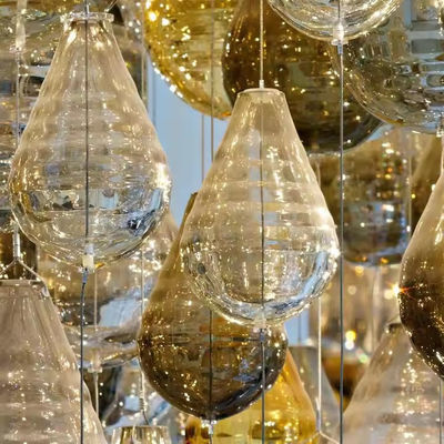 Customized Modern Luxury Large High Ceiling Multi Color Hanging Glass Crystal Glass Chandeliers For Hotels Villas
