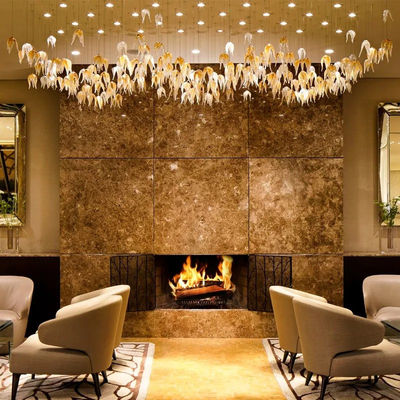 Modern Light Art Deco Foyer Chandelier Stainless Steel And Glass Petal Hotel Front Desk Lamp