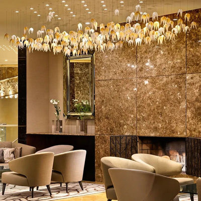 Modern Light Art Deco Foyer Chandelier Stainless Steel And Glass Petal Hotel Front Desk Lamp