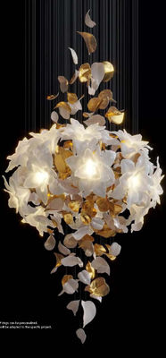 Villa Hollow Living Room Full Copper Chandelier LED Light End Flower Lamp Custom Pick High Duplex Rotating Stair Lamp 5-