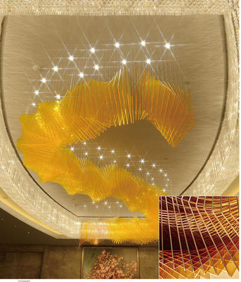 Non-standard Project Sandpan Lobby Light LED Chandelier For Luxury Tea Acrylic Lighting At Chandelier Hotel Sales Department