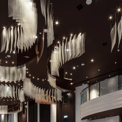 Ribbon Fan Glass Customized Hotel Lobby Senior Club Luxury High Ceiling Modern Chandelier