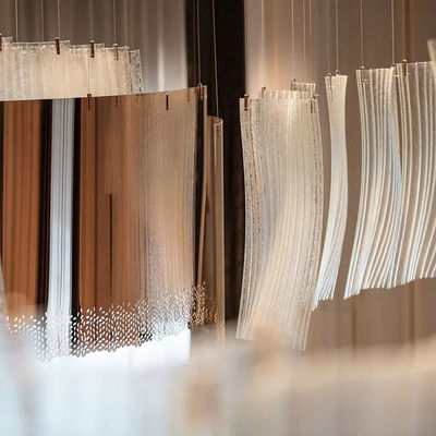 Ribbon Fan Glass Customized Hotel Lobby Senior Club Luxury High Ceiling Modern Chandelier