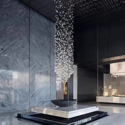 Large Glass Stone Light Luxury Art Custom Chandeliers For Hotel Stair Hanging Lamp
