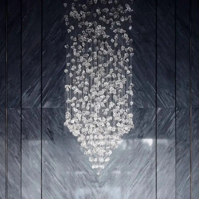 Large Glass Stone Light Luxury Art Custom Chandeliers For Hotel Stair Hanging Lamp