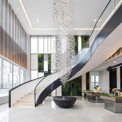 Large Glass Stone Light Luxury Art Custom Chandeliers For Hotel Stair Hanging Lamp