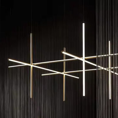 Adjustable Height LED Linear Pendant Light Chandelier For Customized Office Hotel Art Decorative Tube Ceiling Lighting