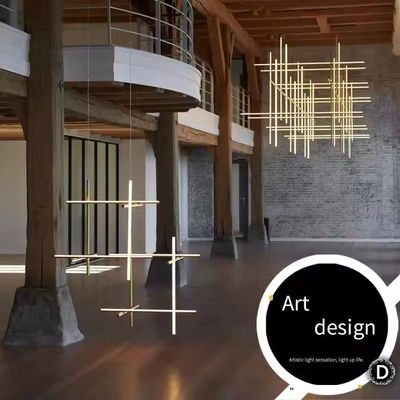 Adjustable Height LED Linear Pendant Light Chandelier For Customized Office Hotel Art Decorative Tube Ceiling Lighting