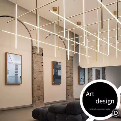 Adjustable Height LED Linear Pendant Light Chandelier For Customized Office Hotel Art Decorative Tube Ceiling Lighting