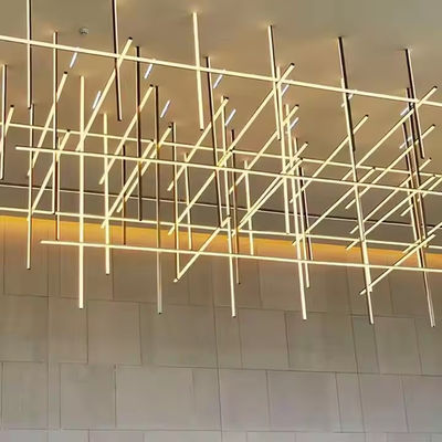 Adjustable Height LED Linear Pendant Light Chandelier For Customized Office Hotel Art Decorative Tube Ceiling Lighting