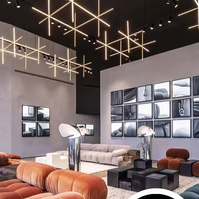 Adjustable Height LED Linear Pendant Light Chandelier For Customized Office Hotel Art Decorative Tube Ceiling Lighting