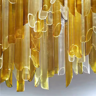 Switch Control Modern Stainless Steel LED Chandelier For Indoor Decor Warm White Ceiling Hanging Professional LED Glass