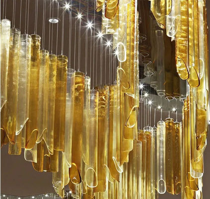 Switch Control Modern Stainless Steel LED Chandelier For Indoor Decor Warm White Ceiling Hanging Professional LED Glass
