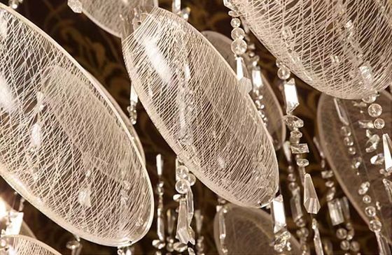 Customized Oval Crystal Chain Glass Villa Hotel Lobby Chandelier Large Hotel Project Crystal Lamp Department Sand Table Club Hall Glass Creative Lobby Project Lighting