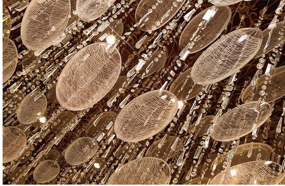 Customized Oval Crystal Chain Glass Villa Hotel Lobby Chandelier Large Hotel Project Crystal Lamp Department Sand Table Club Hall Glass Creative Lobby Project Lighting
