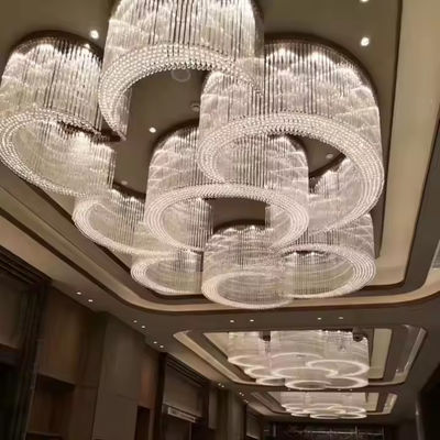 Customized K9 Crystal Chandelier for Hotels Banquet Halls Large Round Oval Shape Flush Mount with Project Installation Service