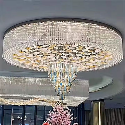 Post-Modern Style Custom Chandelier Hotel Lobby Business Center Large Crystal Luxury Round Water Drop Pendant LED Ceiling Light