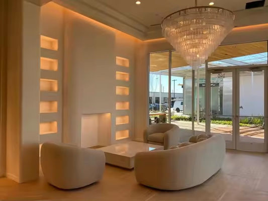 Modern Luxury Round Rock Crystal Chandelier for Living Room Villa Hotel Ceiling Decorative Lighting