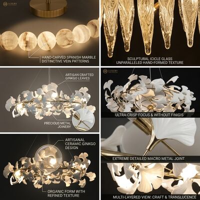 Premium Villa Marble Pendant Chandelier Light Custom Crystal Hanging Fixture Luxury Dining Decor