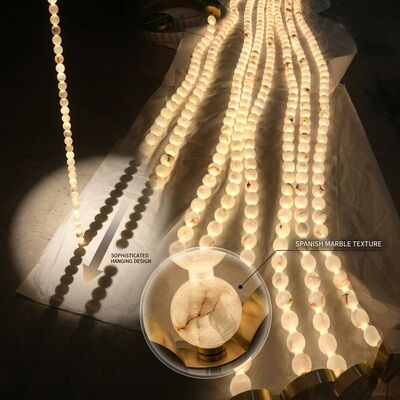 Premium Villa Marble Pendant Chandelier Light Custom Crystal Hanging Fixture Luxury Dining Decor