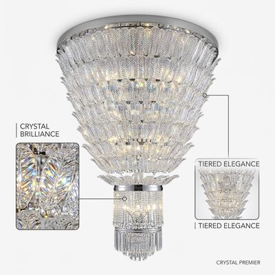 Spanish Style Marble Base Crystal Chandelier Custom Large Villa Lighting Gold Finish Luxury Fixture
