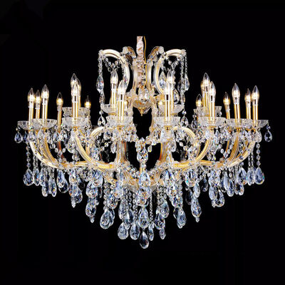 Classic Luxury Crystal Candlestick Chandelier Gold Frame LED E14 For Museum Yacht Club