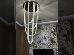 Mehrschichtige High End Foyer Große Foyer Kronleuchter Vertikaler Ring Anhänger Licht Rostfest