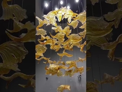Nicht-Standard-Anpassung glasierte Ahornblatt-Kronleuchter Hotel Bankett Kunstdekoration Engineering Licht