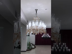 Nordic Style Custom Hotel Lobby Villa Bankettsaal LED Kristall Kronleuchter Anhänger Licht Edelstahl St