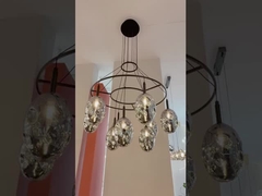 Handgewebte Kristallwolken-Kronleuchter Custom Kristallbandlampe Art Deco hohe Decken-Kronleuchter