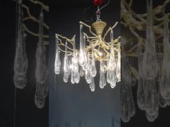 Ansicht H65 Kupfer Körper Kunst Glas Ahornblatt Anhänger Kronleuchter Lichter Modern ISO9001 Demo