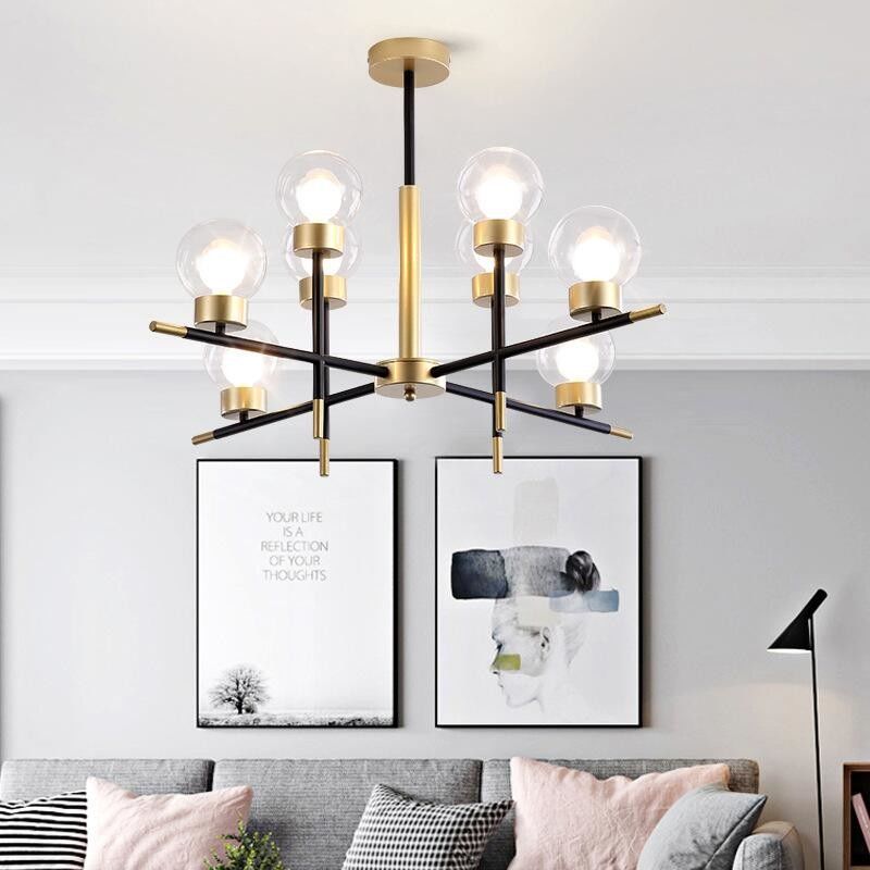 Nordic Glass Ball Modern Pendant Light E27 Wrought Iron Branch Decorative Chandelier Lights ODM