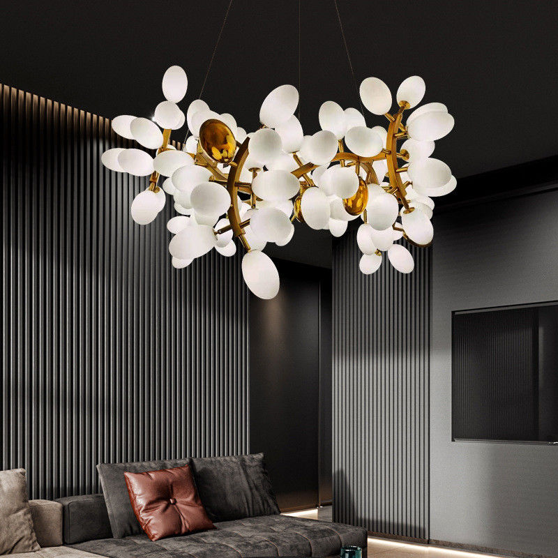 All Copper High End Pendant Lights Stamping White Alabaster Hanging Light Fixtures