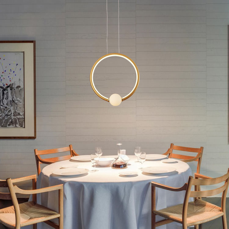 Lightweight Simple Kitchen Island Modern Ring Chandelier LED Pendant Circle Lights 19W 25w